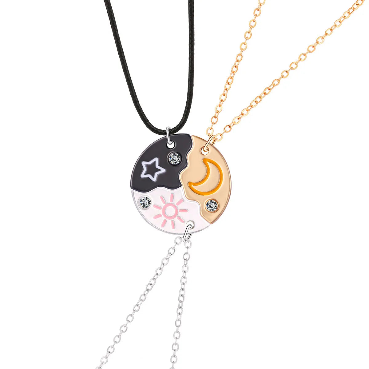 Luoluo&Baby 3Pcs/Set Sun Moon Star Pendant Necklace for Girl Kids Friendship BFF Necklaces Best Friend Jewelry Gifts