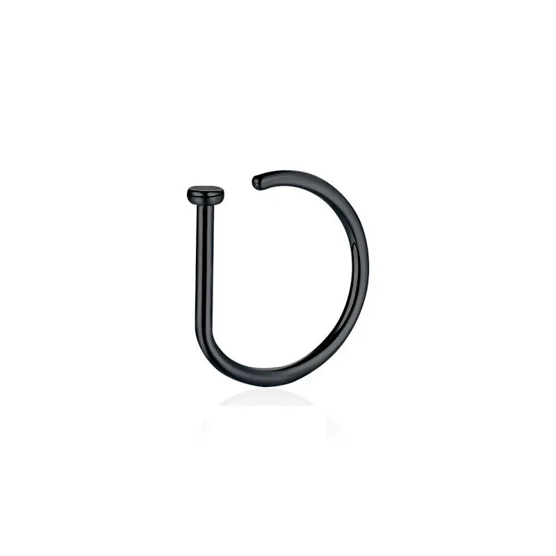 New Curved Barbells Fake Nose Piercing D Shaped Tragus Helix Stud Earring Hoop Septum Stainless Steel Ring Nostril Body Jewelry