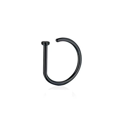New Curved Barbells Fake Nose Piercing D Shaped Tragus Helix Stud Earring Hoop Septum Stainless Steel Ring Nostril Body Jewelry