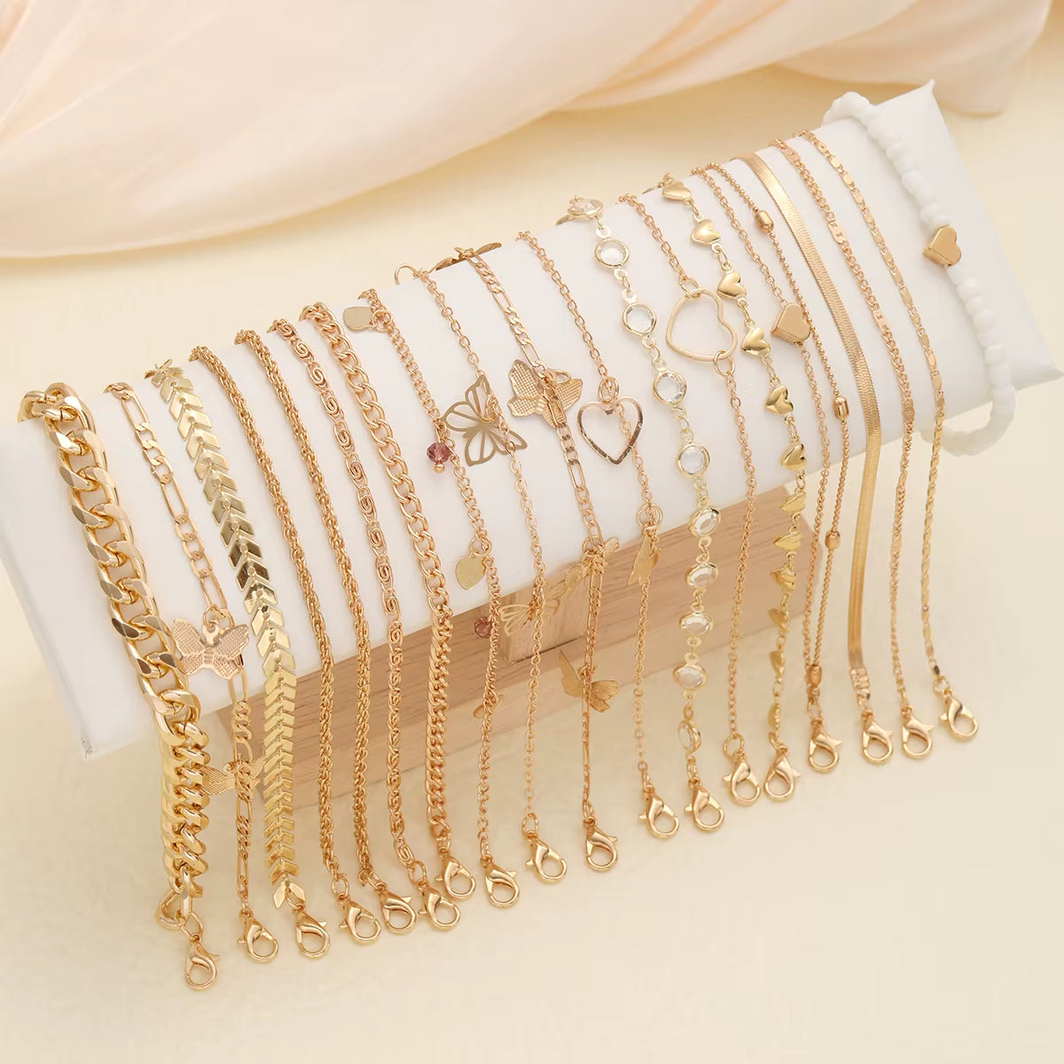 20 Pcs/Set Bohemian Twisted Snake Chain Anklet for Women Summer Beach Vintage Simple Foot Ankle Bracelet on Leg Jewelry Gifts