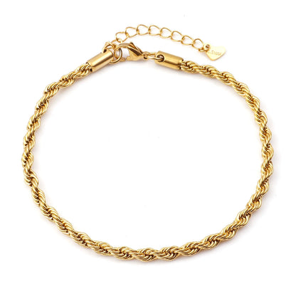 Fashion Stainless Steel Link Chain Anklet Gold Color Bracelet for Women Barefoot Beach Leg Chain Summer Jewelry Gift 23.5Cm Long