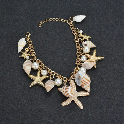 Bohemian Beach Style Bracelet for Women Starfish Shell Charm Bangle Girls Summer Fashion Jewelry Accessories
