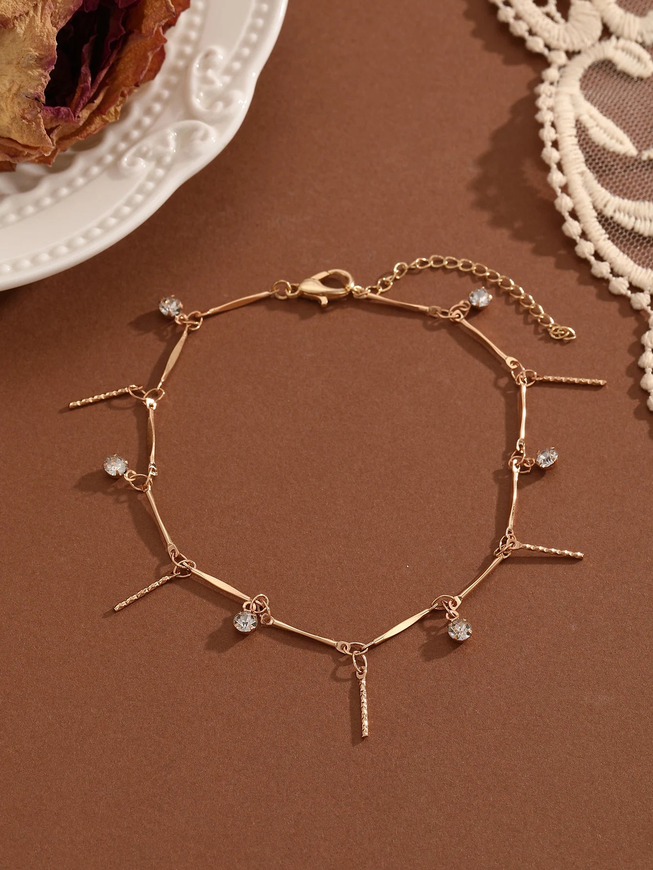 Summer Bohemia Crystal Cubic Zirconia Anklet for Women Girls Ankle Bracelet Leg Chain Beach Party Travel Foot Jewelry