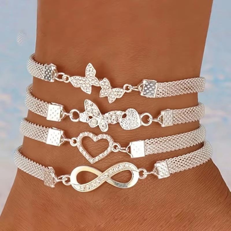 20 Pcs/Set Bohemian Twisted Snake Chain Anklet for Women Summer Beach Vintage Simple Foot Ankle Bracelet on Leg Jewelry Gifts