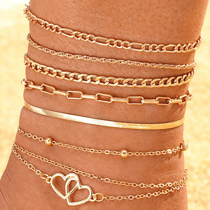 20 Pcs/Set Bohemian Twisted Snake Chain Anklet for Women Summer Beach Vintage Simple Foot Ankle Bracelet on Leg Jewelry Gifts
