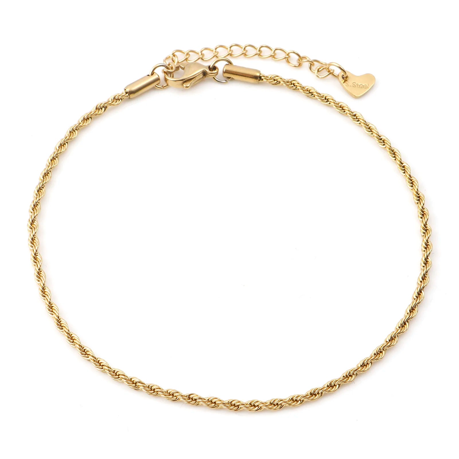 Fashion Stainless Steel Link Chain Anklet Gold Color Bracelet for Women Barefoot Beach Leg Chain Summer Jewelry Gift 23.5Cm Long