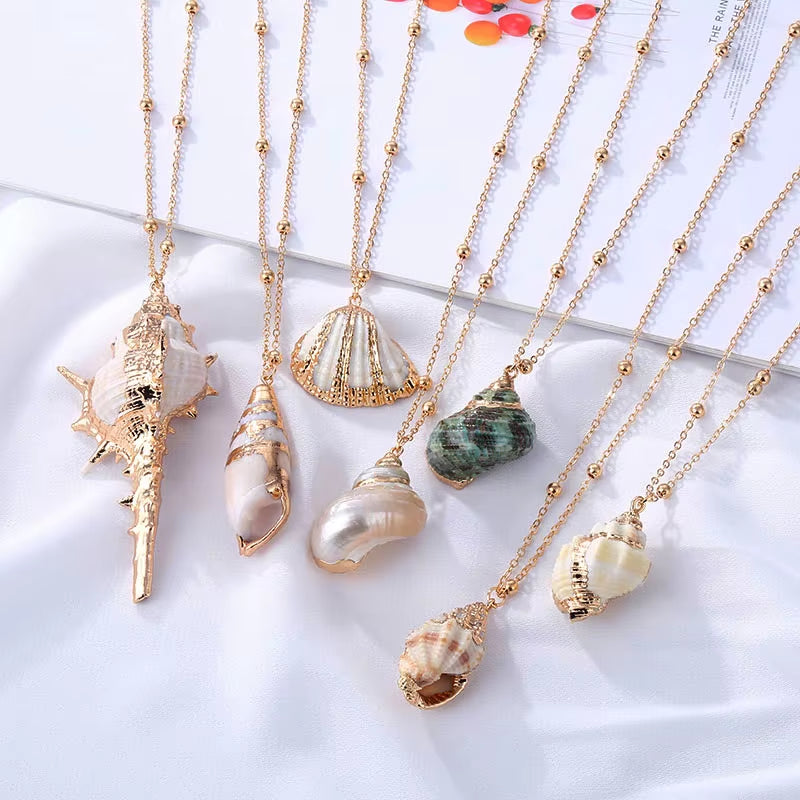 Hot 2019 Bohemia Conch Shells Necklace Sea Beach Pendant Necklace for Women Female Cowrie Summer Party Gift Jewelry