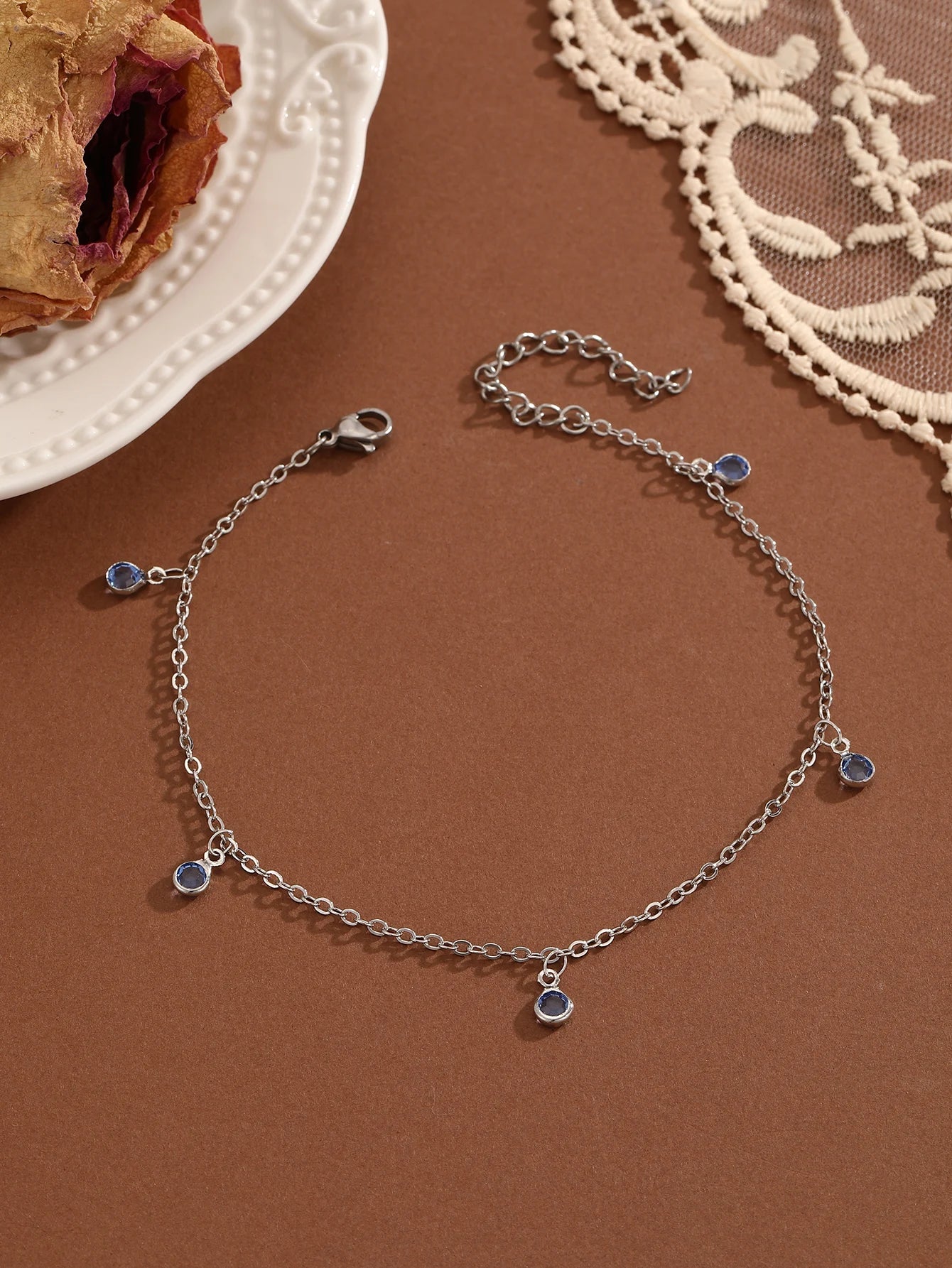 Summer Bohemia Crystal Cubic Zirconia Anklet for Women Girls Ankle Bracelet Leg Chain Beach Party Travel Foot Jewelry