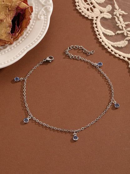 Summer Bohemia Crystal Cubic Zirconia Anklet for Women Girls Ankle Bracelet Leg Chain Beach Party Travel Foot Jewelry