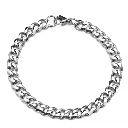 Fashion Stainless Steel Men Curb Cuban Chain Bracelet Women Bracelet on Hand for Couple Unisex Wrist Hand Jewelry Gift Party