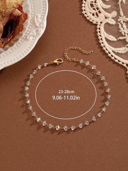 Summer Bohemia Crystal Cubic Zirconia Anklet for Women Girls Ankle Bracelet Leg Chain Beach Party Travel Foot Jewelry