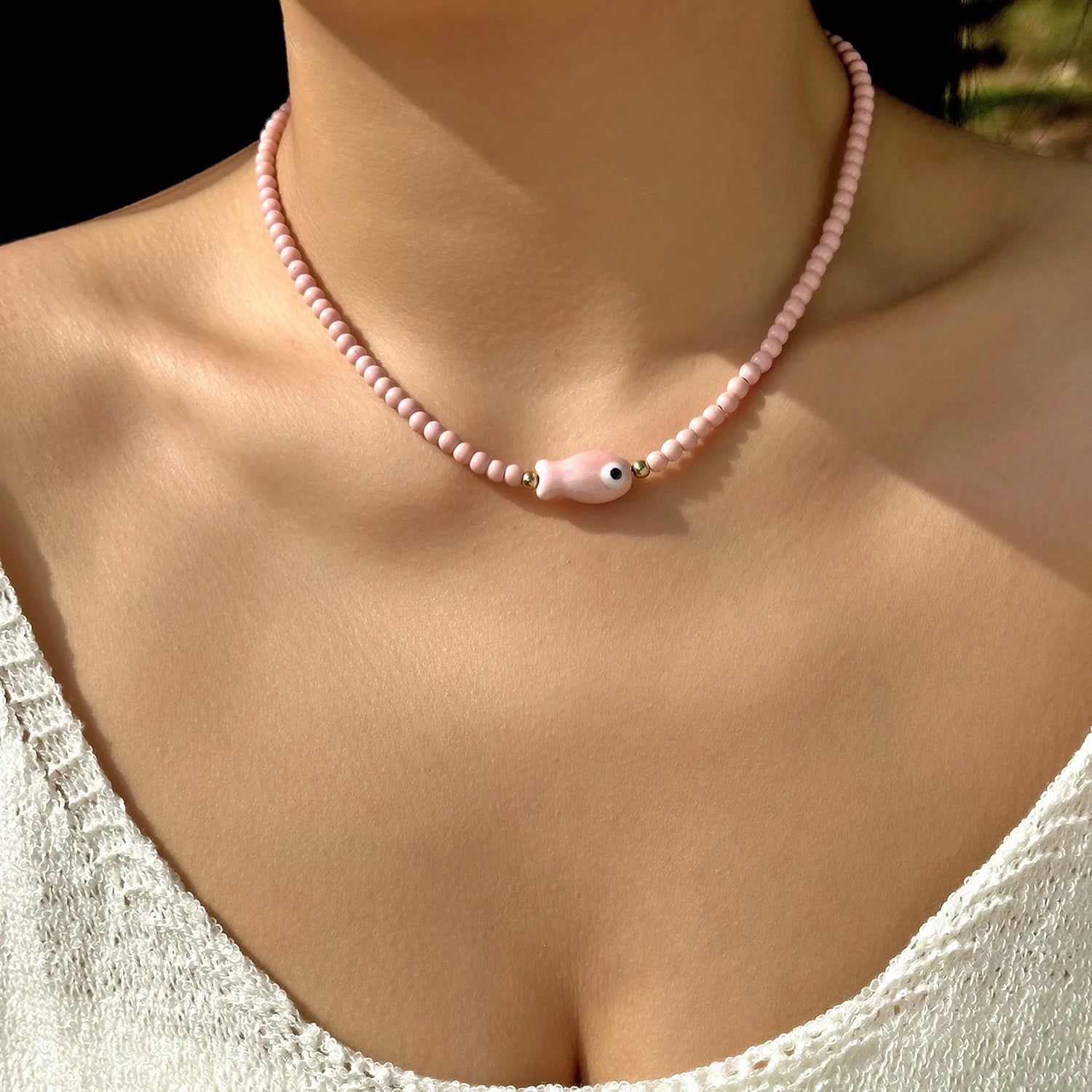 Bohemian Rice Beads Starfish Pendant Necklace for Women Handmade Imitation Pearl Colorful Beaded Choker Summer Beach Jewelry