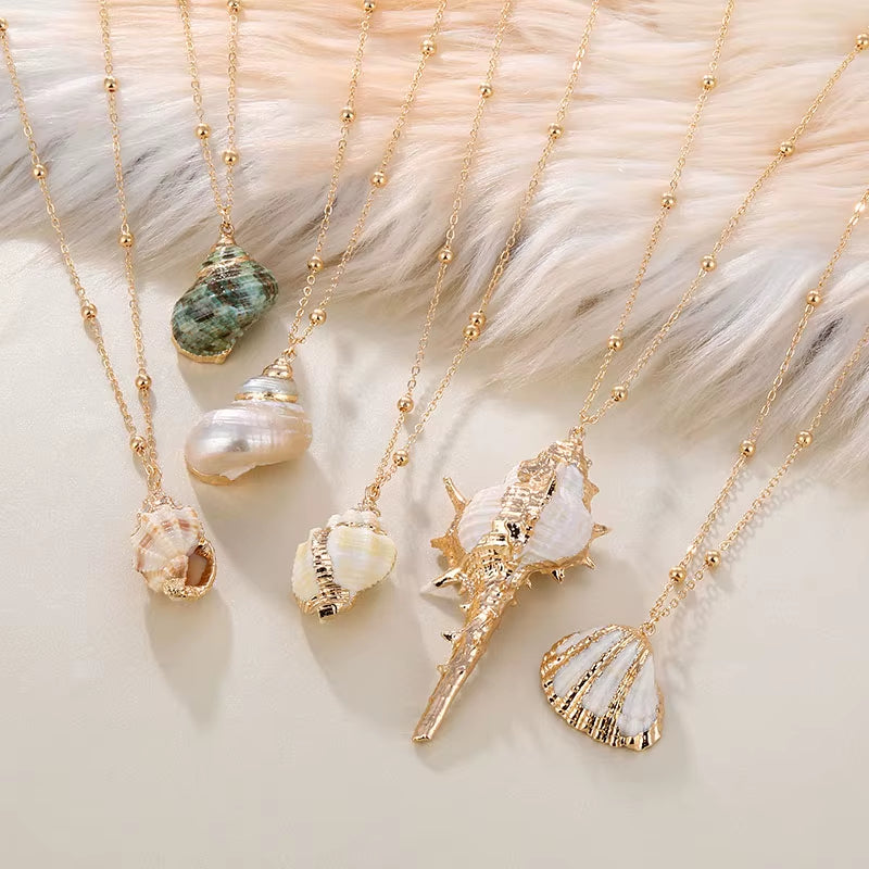 Hot 2019 Bohemia Conch Shells Necklace Sea Beach Pendant Necklace for Women Female Cowrie Summer Party Gift Jewelry