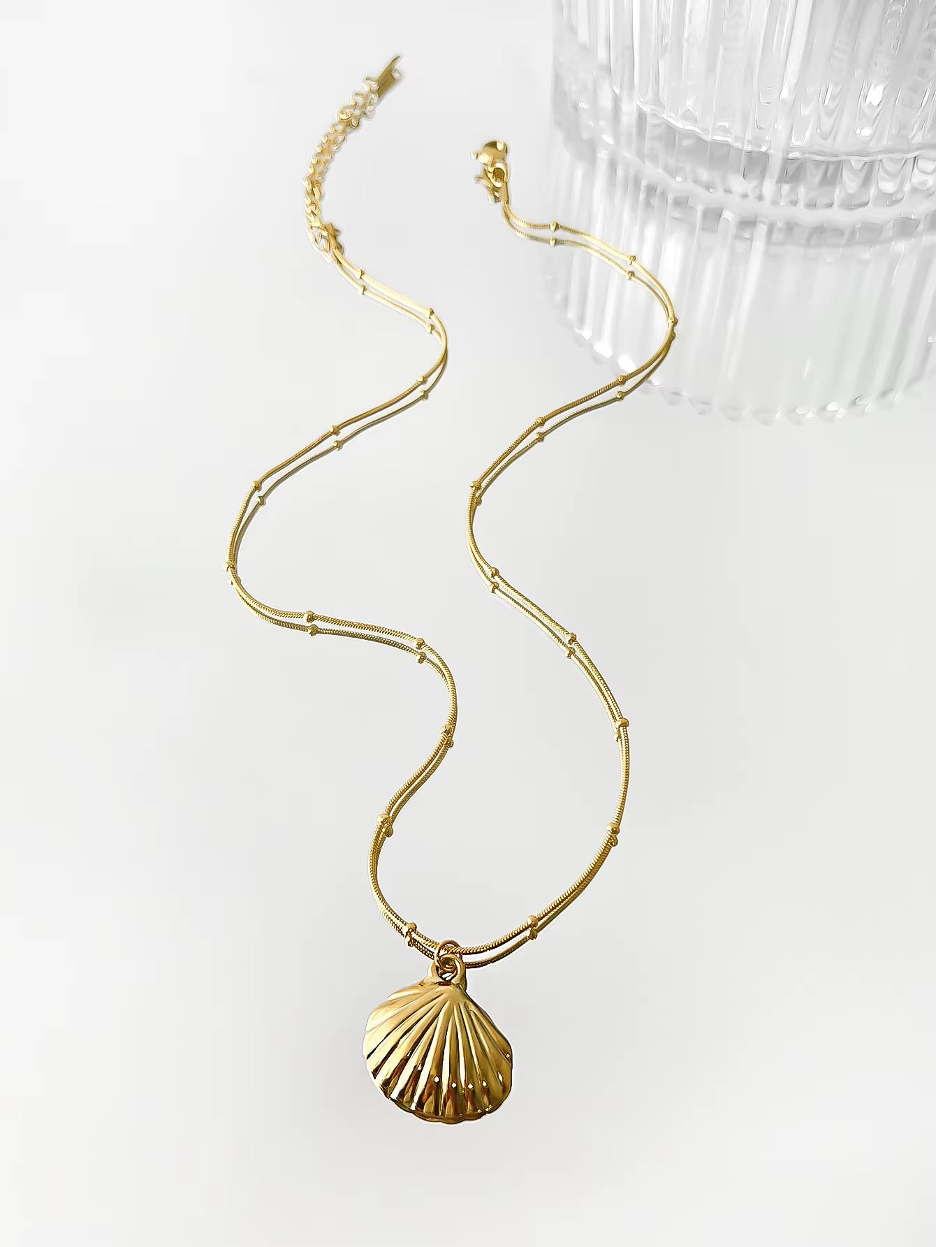 Minimalist Starfish Stripe Conch Scallop Shaped Pendant Necklace for Women Waterproof Trend Jewelry Summer Beach Party