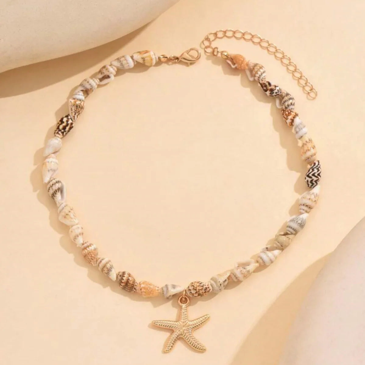 Bohemia Multicolour Bead Shell Pendant Necklace for Women Fashion Summer Adjustable Geometric Jewelry Holiday Beach Gift