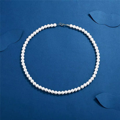 Pearl Necklace Men Simple Handmade Strand Bead Necklace 2022 New Trendy Men Jewelry for Women Girls Wedding Banquet Necklaces