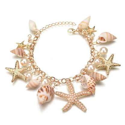 Bohemian Beach Style Bracelet for Women Starfish Shell Charm Bangle Girls Summer Fashion Jewelry Accessories