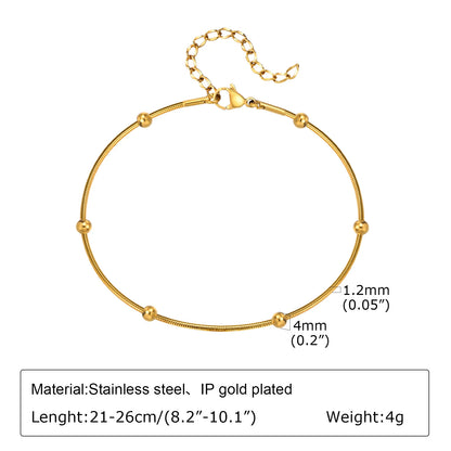 Anklet Bracelet on Legs Stainless Steel ,Waterproof Adjustable Beach Beaded Ball Cuban Link Summer Boho Foot Jewelry for Women