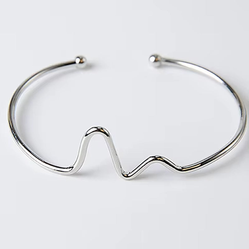 Open Cuff Punk Bracelets & Bangle Fashion Jewelry for Women Men Pulseras Mujer Heartbeat Leaf Arrow Triangle Heart Bracelet HOT