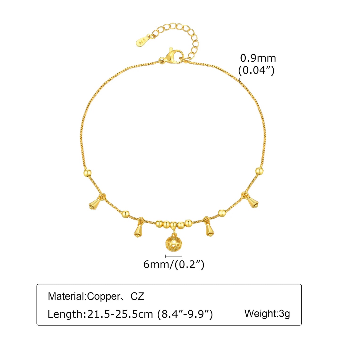 Anklet Bracelet on Legs Stainless Steel ,Waterproof Adjustable Beach Beaded Ball Cuban Link Summer Boho Foot Jewelry for Women