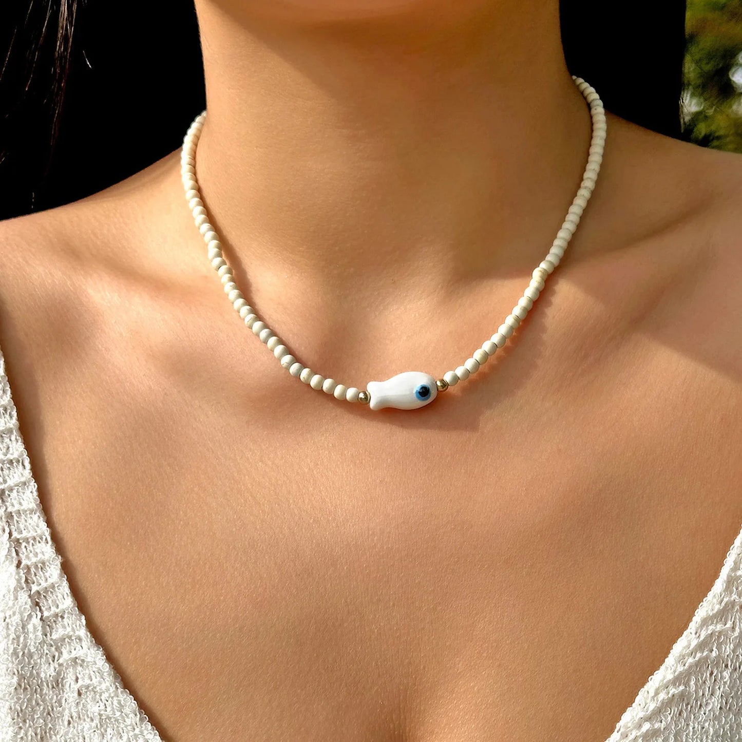 Bohemian Rice Beads Starfish Pendant Necklace for Women Handmade Imitation Pearl Colorful Beaded Choker Summer Beach Jewelry