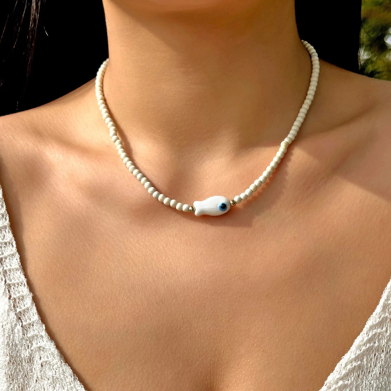 Bohemian Rice Beads Starfish Pendant Necklace for Women Handmade Imitation Pearl Colorful Beaded Choker Summer Beach Jewelry