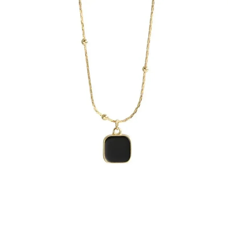 Stainless Steel Necklaces Black Exquisite Minimalist Square Pendant Choker Chains Fashion Necklace for Women Jewelry Party Gifts