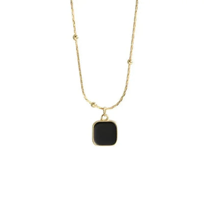 Stainless Steel Necklaces Black Exquisite Minimalist Square Pendant Choker Chains Fashion Necklace for Women Jewelry Party Gifts