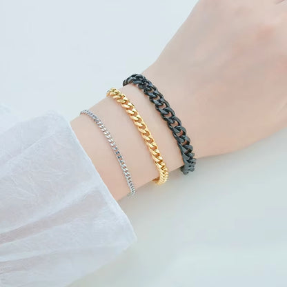 Fashion Stainless Steel Men Curb Cuban Chain Bracelet Women Bracelet on Hand for Couple Unisex Wrist Hand Jewelry Gift Party