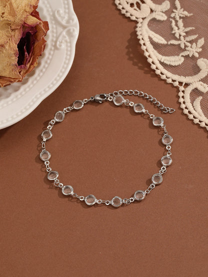 Summer Bohemia Crystal Cubic Zirconia Anklet for Women Girls Ankle Bracelet Leg Chain Beach Party Travel Foot Jewelry