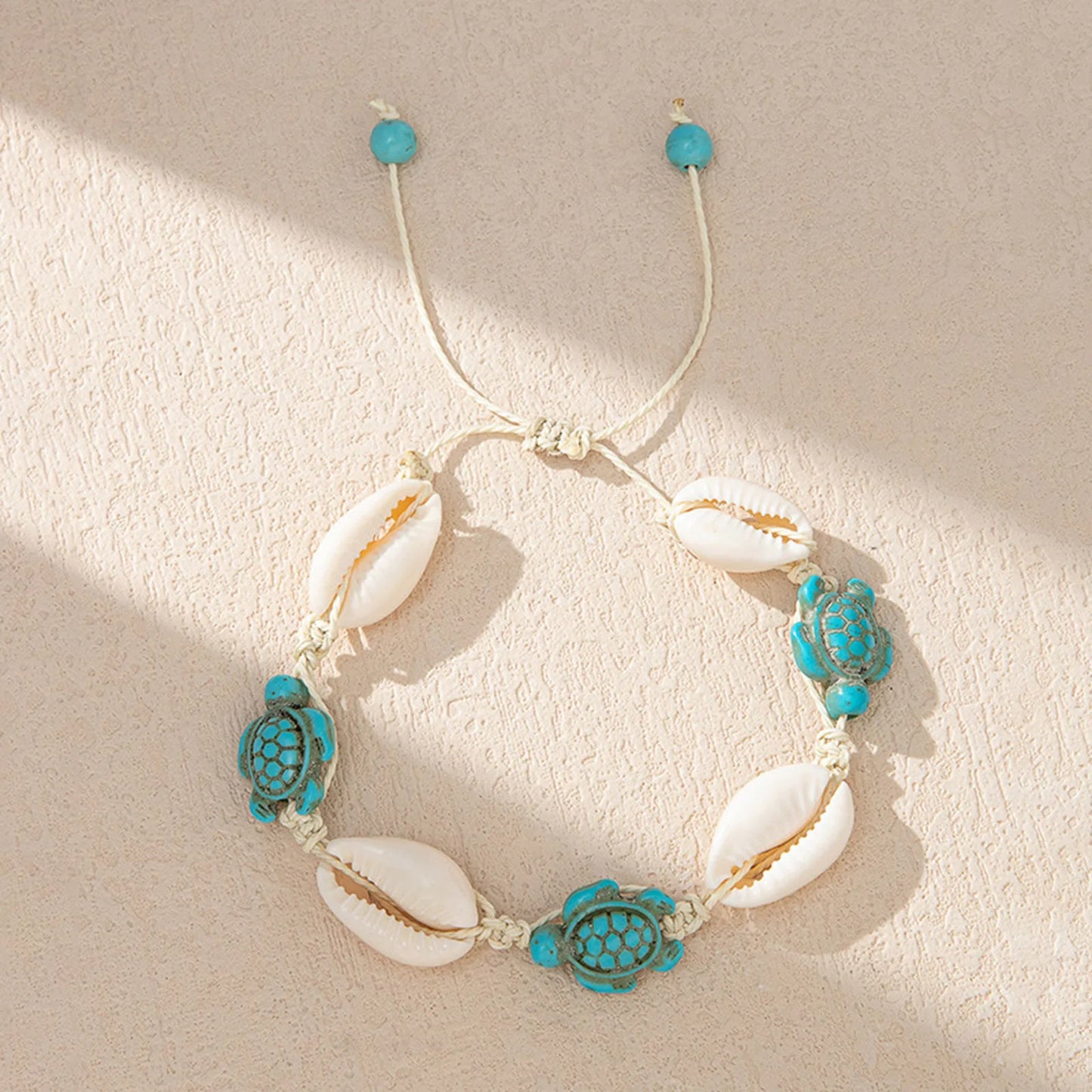 1PC Shell Ocean Jewelry Braided Bracelets White & Blue Star Fish Cross Bracelet Summer Fashion Jewelry for Women Gifts 6Cm Dia.
