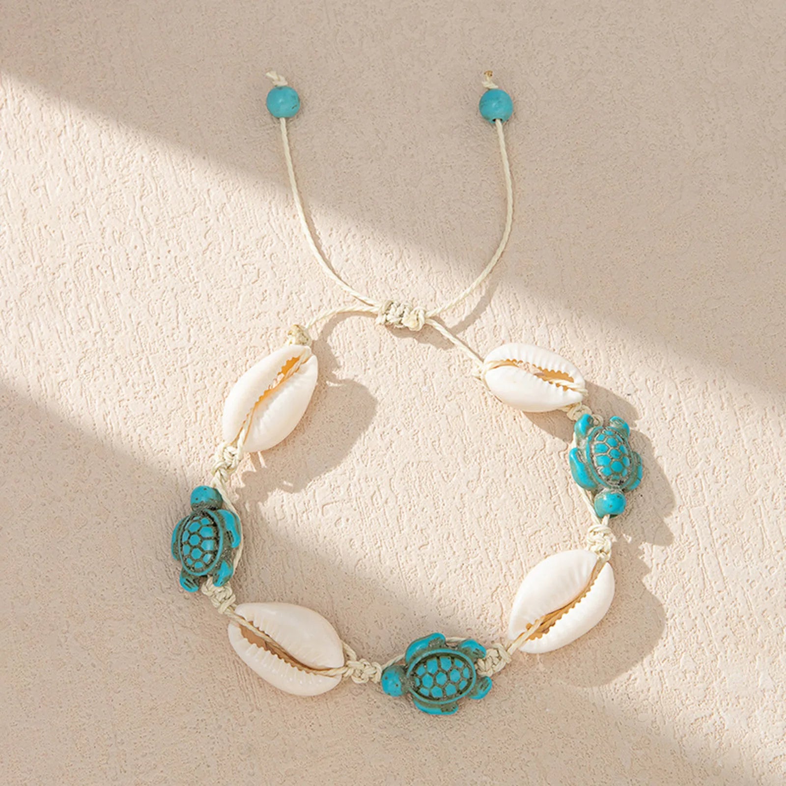 1PC Shell Ocean Jewelry Braided Bracelets White & Blue Star Fish Cross Bracelet Summer Fashion Jewelry for Women Gifts 6Cm Dia.