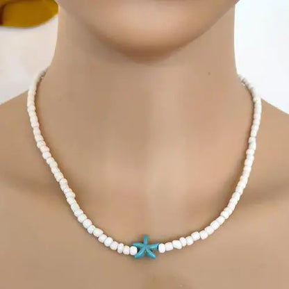 Bohemia Multicolour Bead Shell Pendant Necklace for Women Fashion Summer Adjustable Geometric Jewelry Holiday Beach Gift