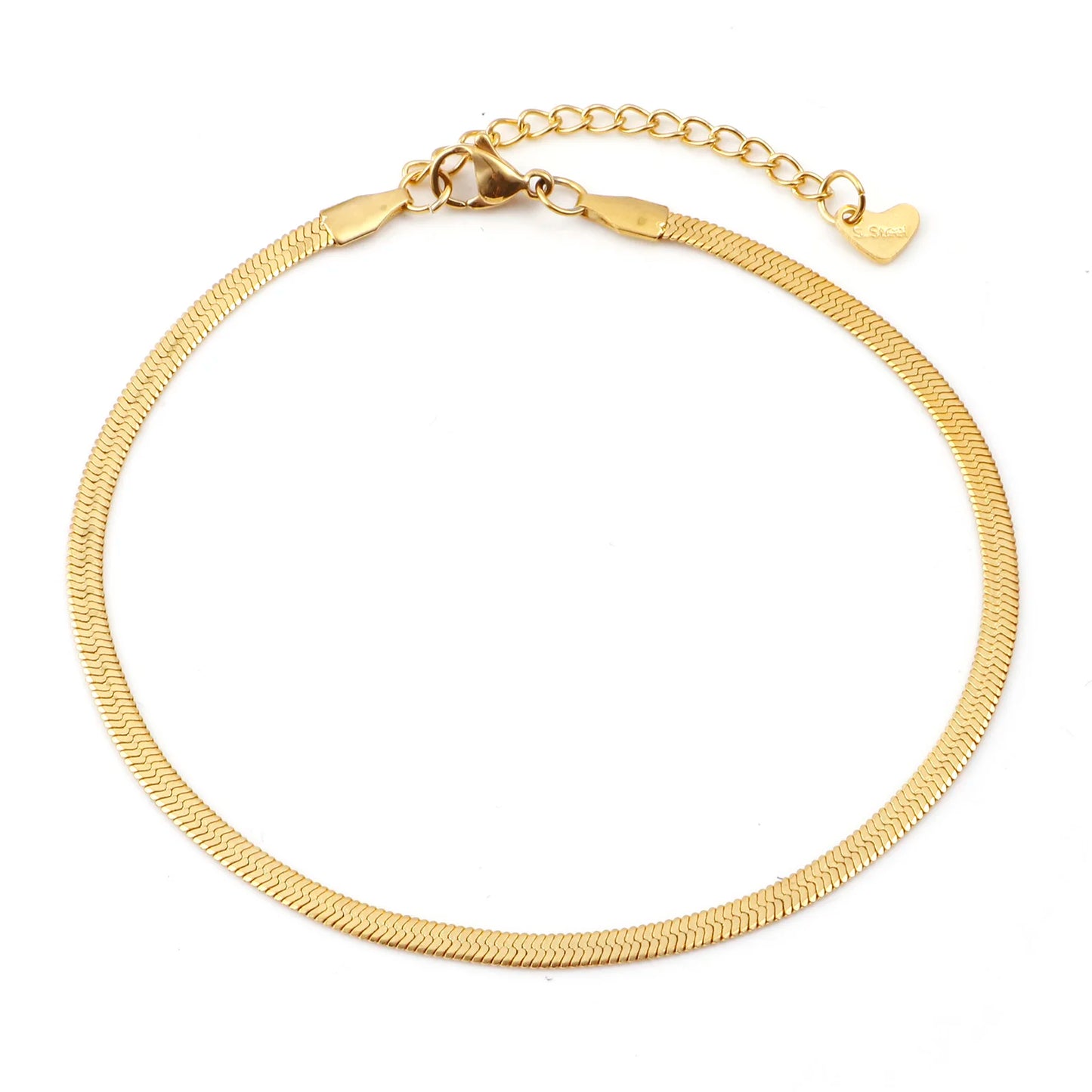 Fashion Stainless Steel Link Chain Anklet Gold Color Bracelet for Women Barefoot Beach Leg Chain Summer Jewelry Gift 23.5Cm Long