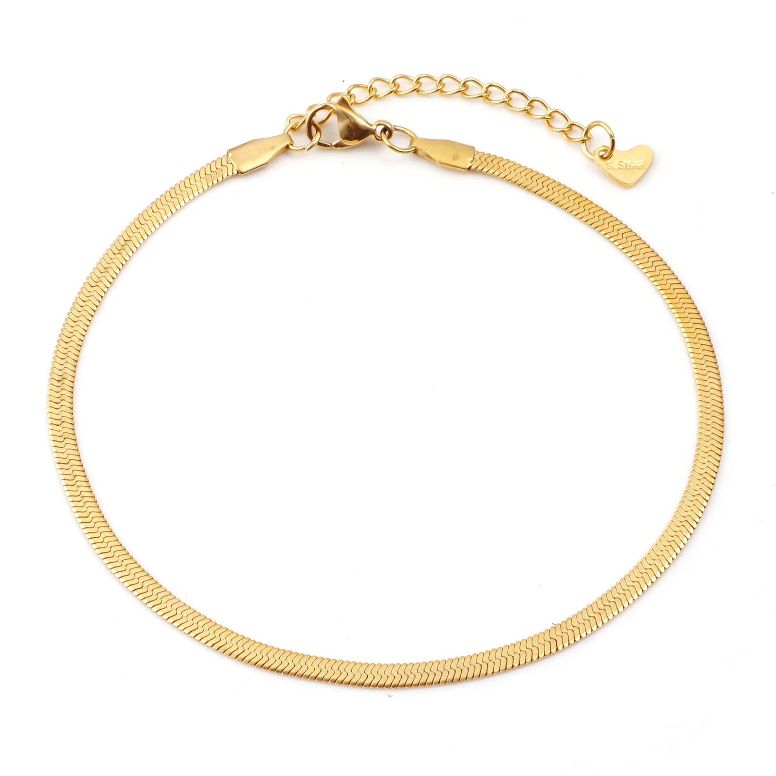 Fashion Stainless Steel Link Chain Anklet Gold Color Bracelet for Women Barefoot Beach Leg Chain Summer Jewelry Gift 23.5Cm Long