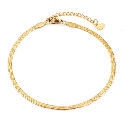 Fashion Stainless Steel Link Chain Anklet Gold Color Bracelet for Women Barefoot Beach Leg Chain Summer Jewelry Gift 23.5Cm Long