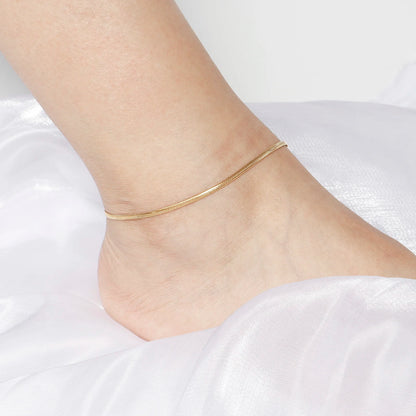Fashion Stainless Steel Link Chain Anklet Gold Color Bracelet for Women Barefoot Beach Leg Chain Summer Jewelry Gift 23.5Cm Long