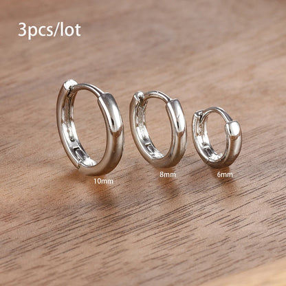 3 Piece Fashion Stainless Steel round Star Drop Earrings Set for Women 18K Gold Plated Dangle Earring Punk Unisex Rock Jewelry