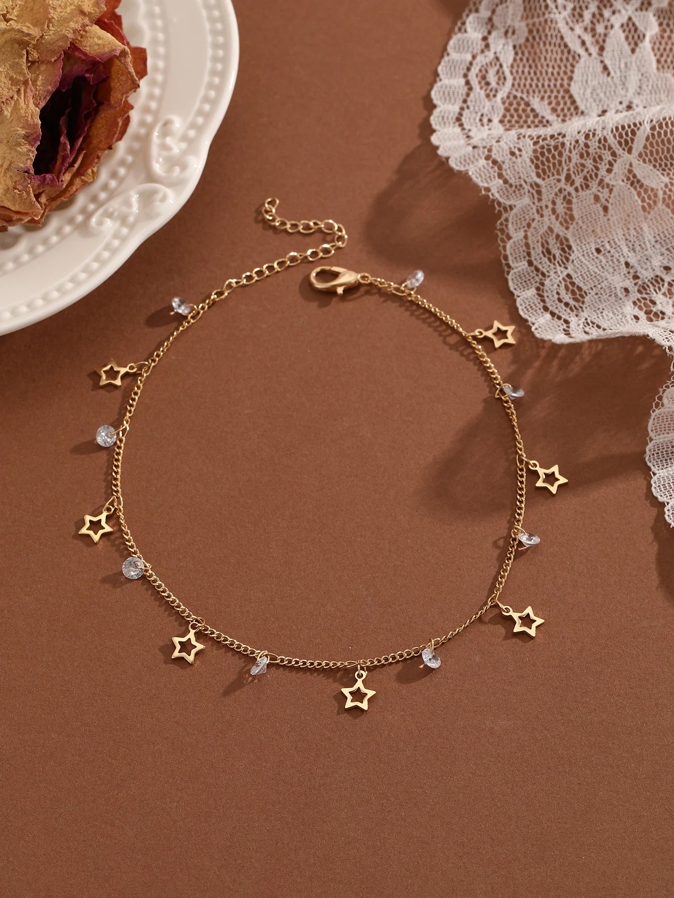 Summer Bohemia Crystal Cubic Zirconia Anklet for Women Girls Ankle Bracelet Leg Chain Beach Party Travel Foot Jewelry