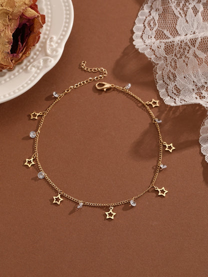 Summer Bohemia Crystal Cubic Zirconia Anklet for Women Girls Ankle Bracelet Leg Chain Beach Party Travel Foot Jewelry