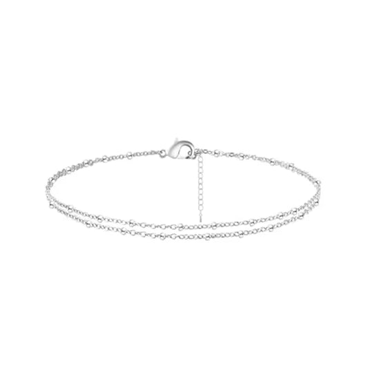 Waterproof Ankle Bracelets for Women,14K Gold Silver Plated Layered Beads Anklets Bracelets for Women Girls Summer Jewelry Gifts