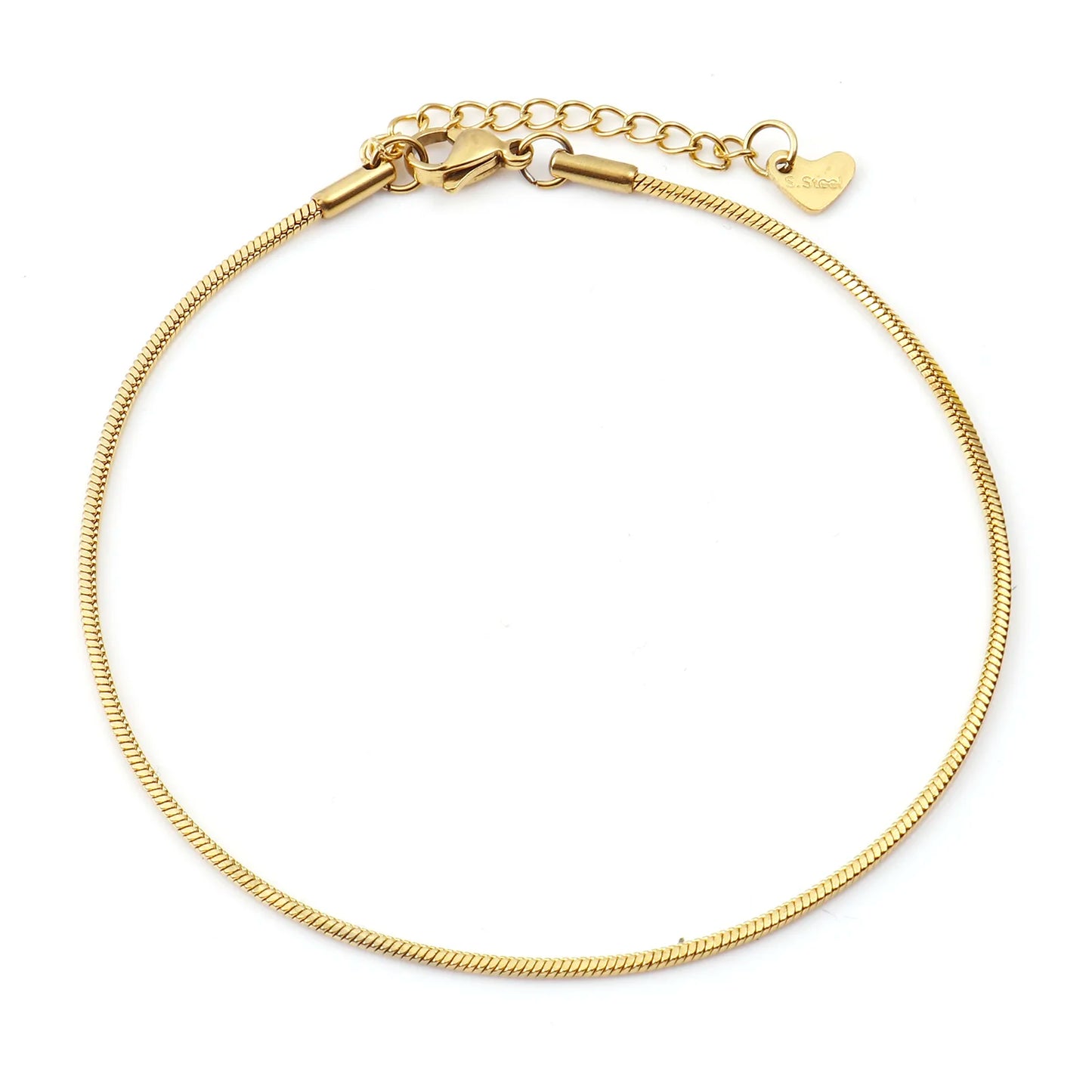 Fashion Stainless Steel Link Chain Anklet Gold Color Bracelet for Women Barefoot Beach Leg Chain Summer Jewelry Gift 23.5Cm Long