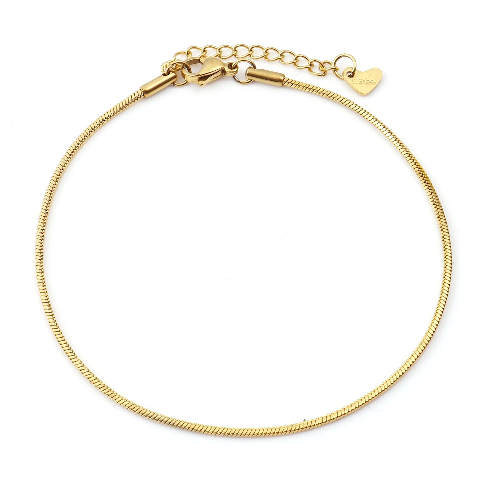 Fashion Stainless Steel Link Chain Anklet Gold Color Bracelet for Women Barefoot Beach Leg Chain Summer Jewelry Gift 23.5Cm Long