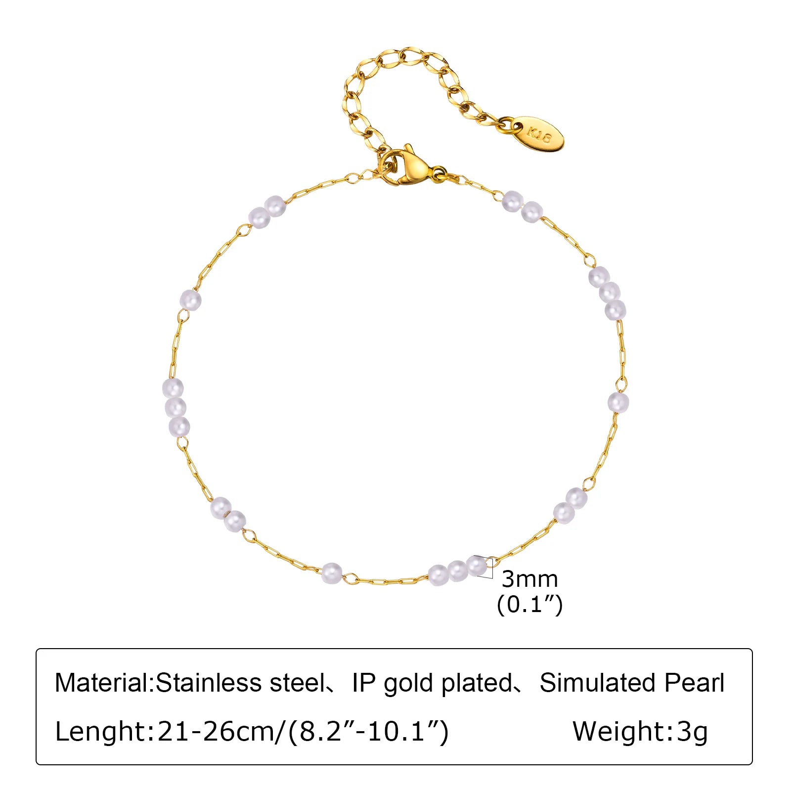 Anklet Bracelet on Legs Stainless Steel ,Waterproof Adjustable Beach Beaded Ball Cuban Link Summer Boho Foot Jewelry for Women