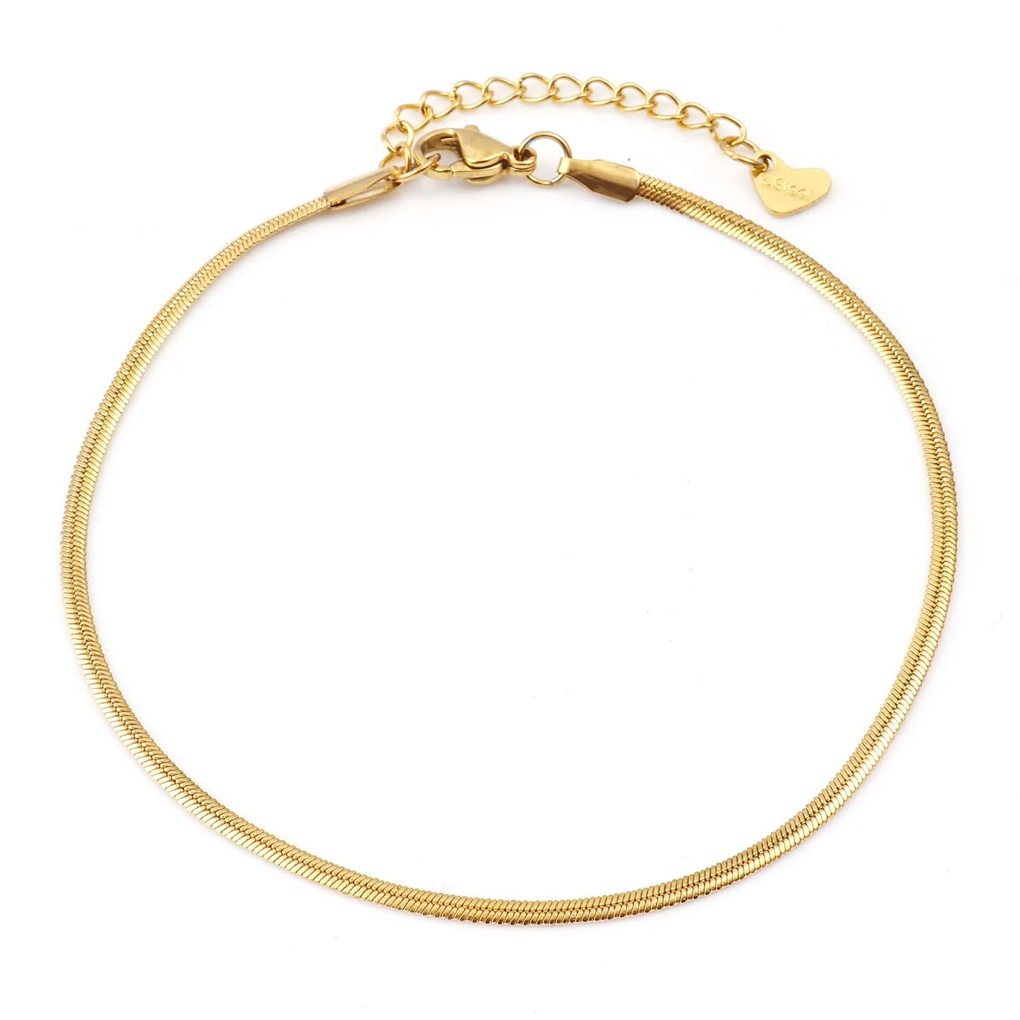 Fashion Stainless Steel Link Chain Anklet Gold Color Bracelet for Women Barefoot Beach Leg Chain Summer Jewelry Gift 23.5Cm Long