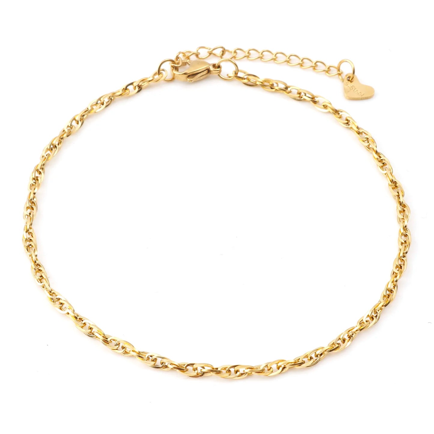 Fashion Stainless Steel Link Chain Anklet Gold Color Bracelet for Women Barefoot Beach Leg Chain Summer Jewelry Gift 23.5Cm Long