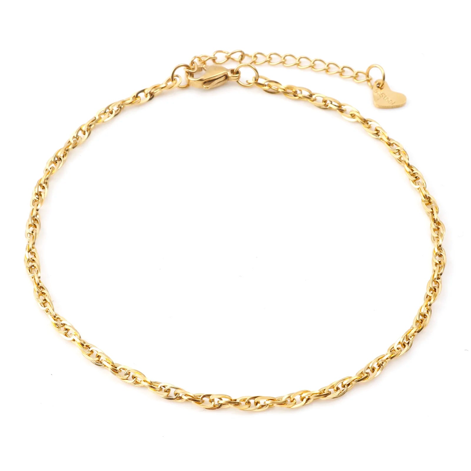 Fashion Stainless Steel Link Chain Anklet Gold Color Bracelet for Women Barefoot Beach Leg Chain Summer Jewelry Gift 23.5Cm Long