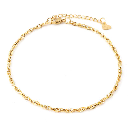 Fashion Stainless Steel Link Chain Anklet Gold Color Bracelet for Women Barefoot Beach Leg Chain Summer Jewelry Gift 23.5Cm Long