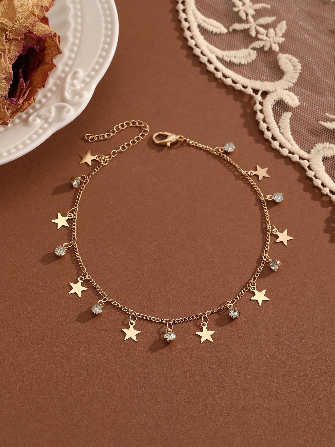 Summer Bohemia Crystal Cubic Zirconia Anklet for Women Girls Ankle Bracelet Leg Chain Beach Party Travel Foot Jewelry