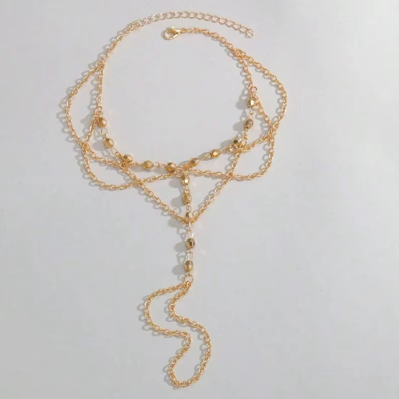 Summer Beach Accessories Feet Jewelry Fashion Simple Sexy Handmade Bead Chains Tassels Toe Foot Bracelet for Women